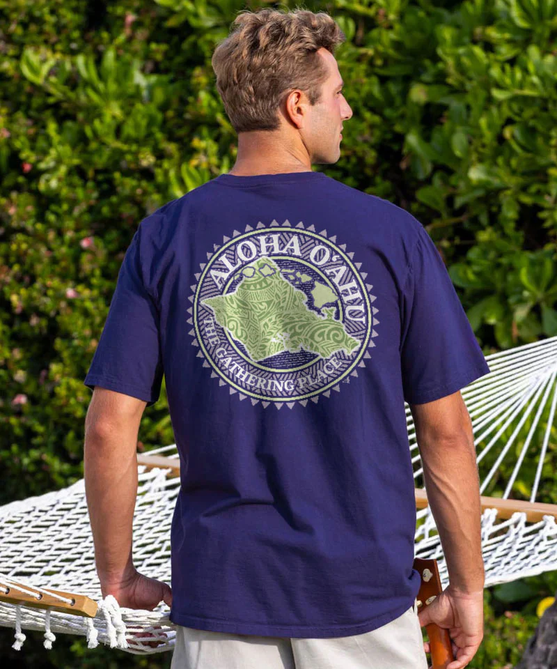 Aloha Oahu - Grape Dyed Short Sleeve Crewneck T-Shirt - Image 3