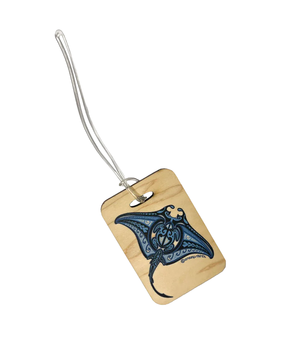 Ehukai Manta - Wooden Bag Tag