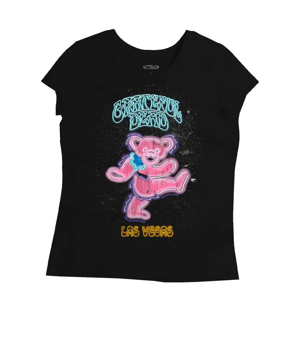 Grateful Dead Pinky Bear Neon - Jet Black Short Sleeve Pima T-Shirt