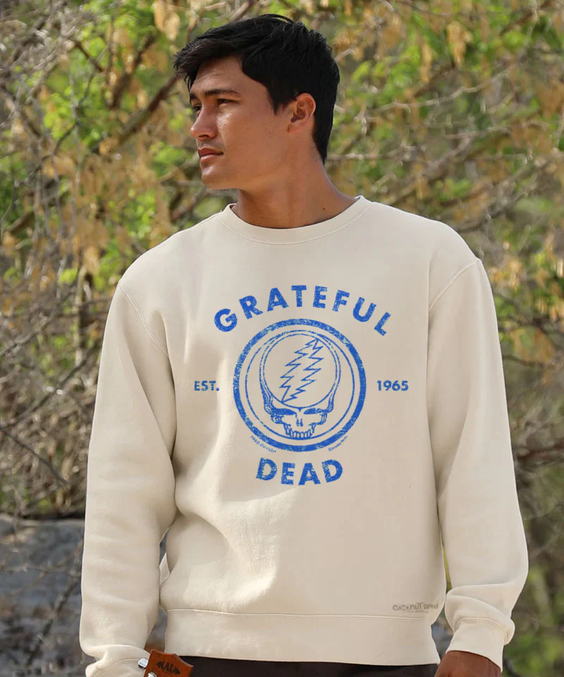 Grateful Dead Steal Your Face EST. 1965 - Coconut Dyed Long Sleeve Sweatshirt - Image 2