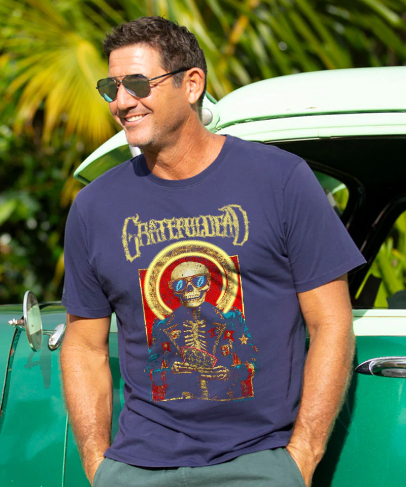 Grateful Dead SYF Poker Neon - Indigo Short Sleeve Pima T-Shirt - Image 2