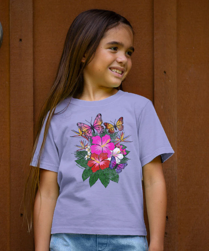 Butterfly Bouquet - Lavender Dyed Short Sleeve Crewneck T-Shirt - Image 2