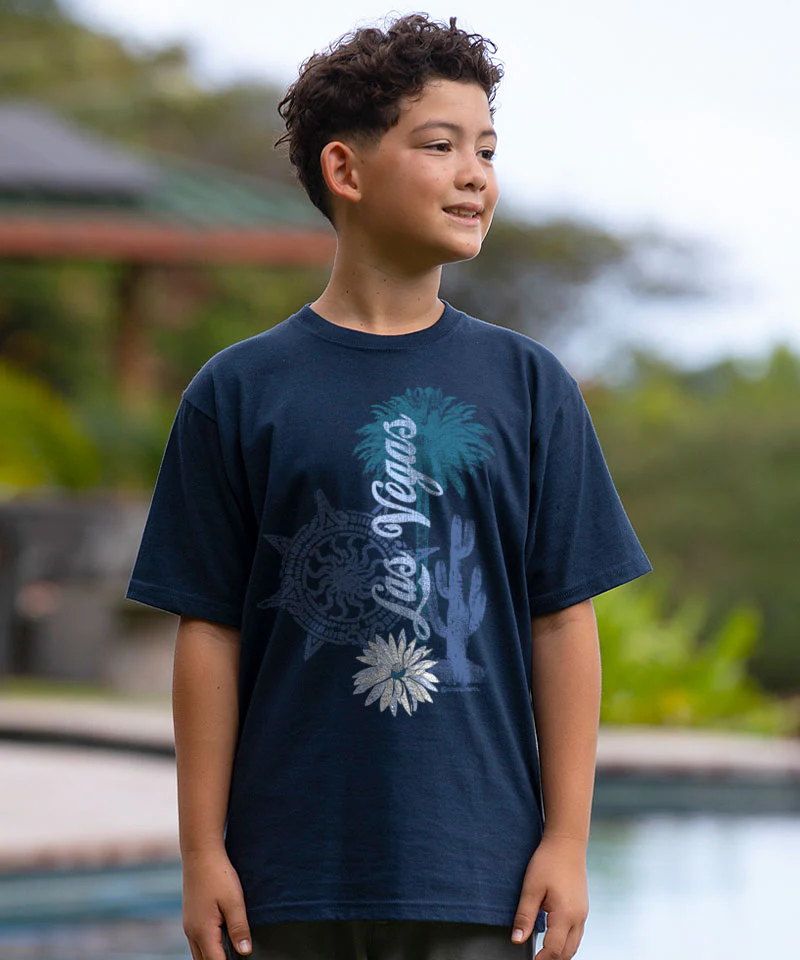 Desert Collage - Navy Short Sleeve Crewneck T-Shirt - Image 2
