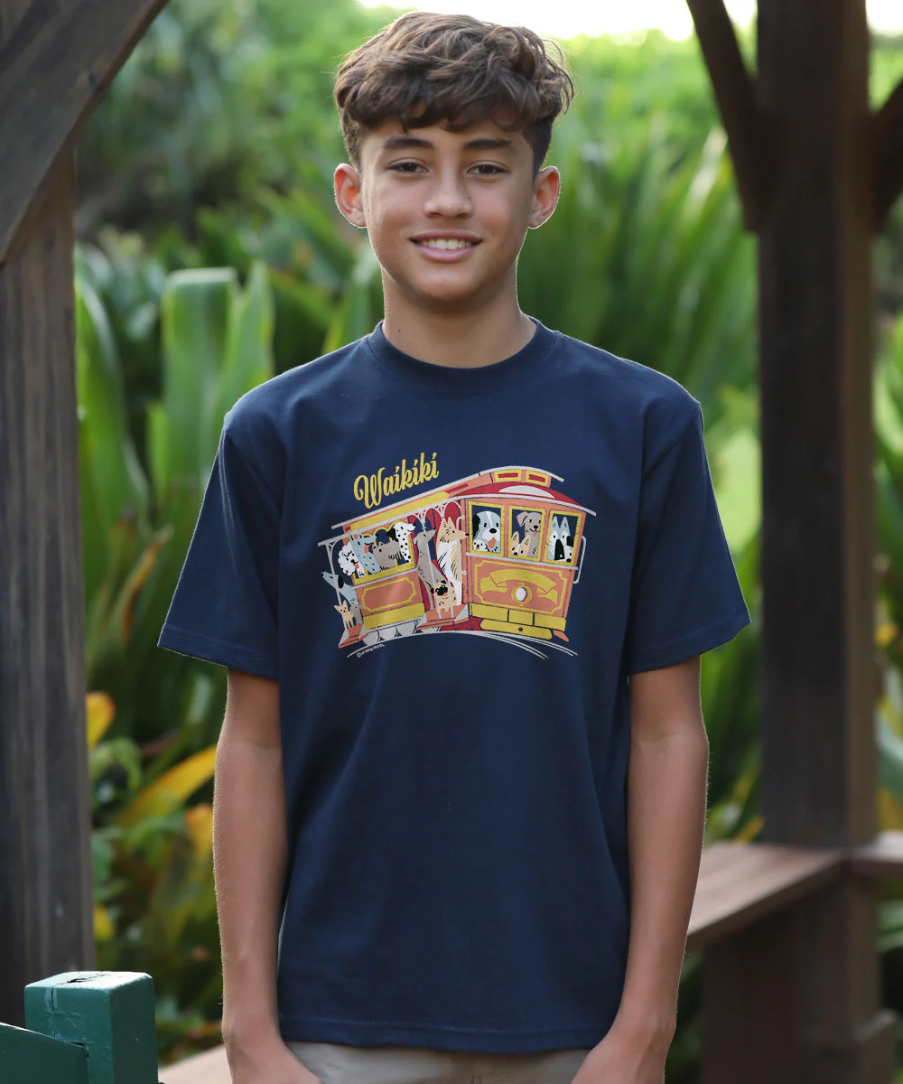 Dog Trolley - Navy Short Sleeve Crewneck T-Shirt - Image 2