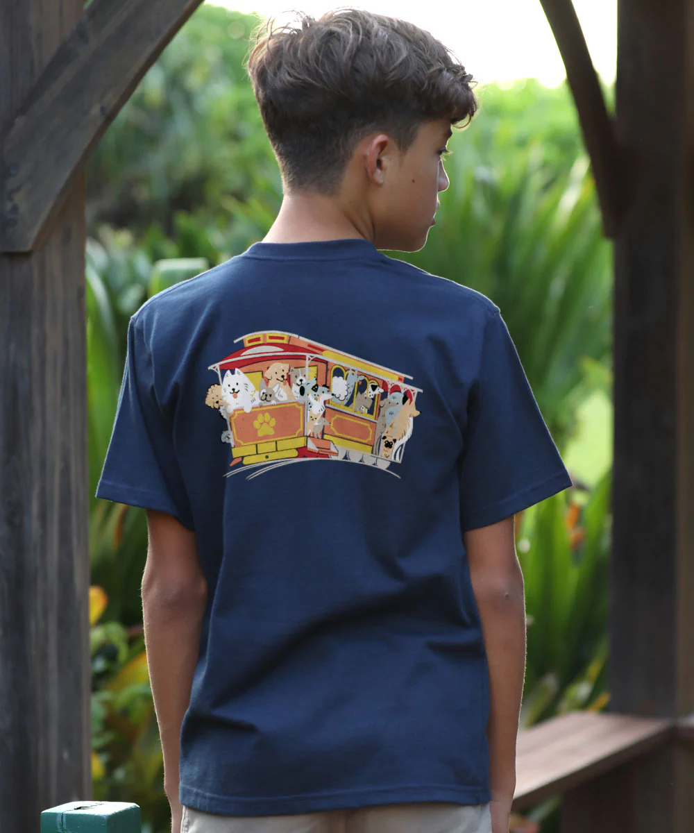 Dog Trolley - Navy Short Sleeve Crewneck T-Shirt - Image 3