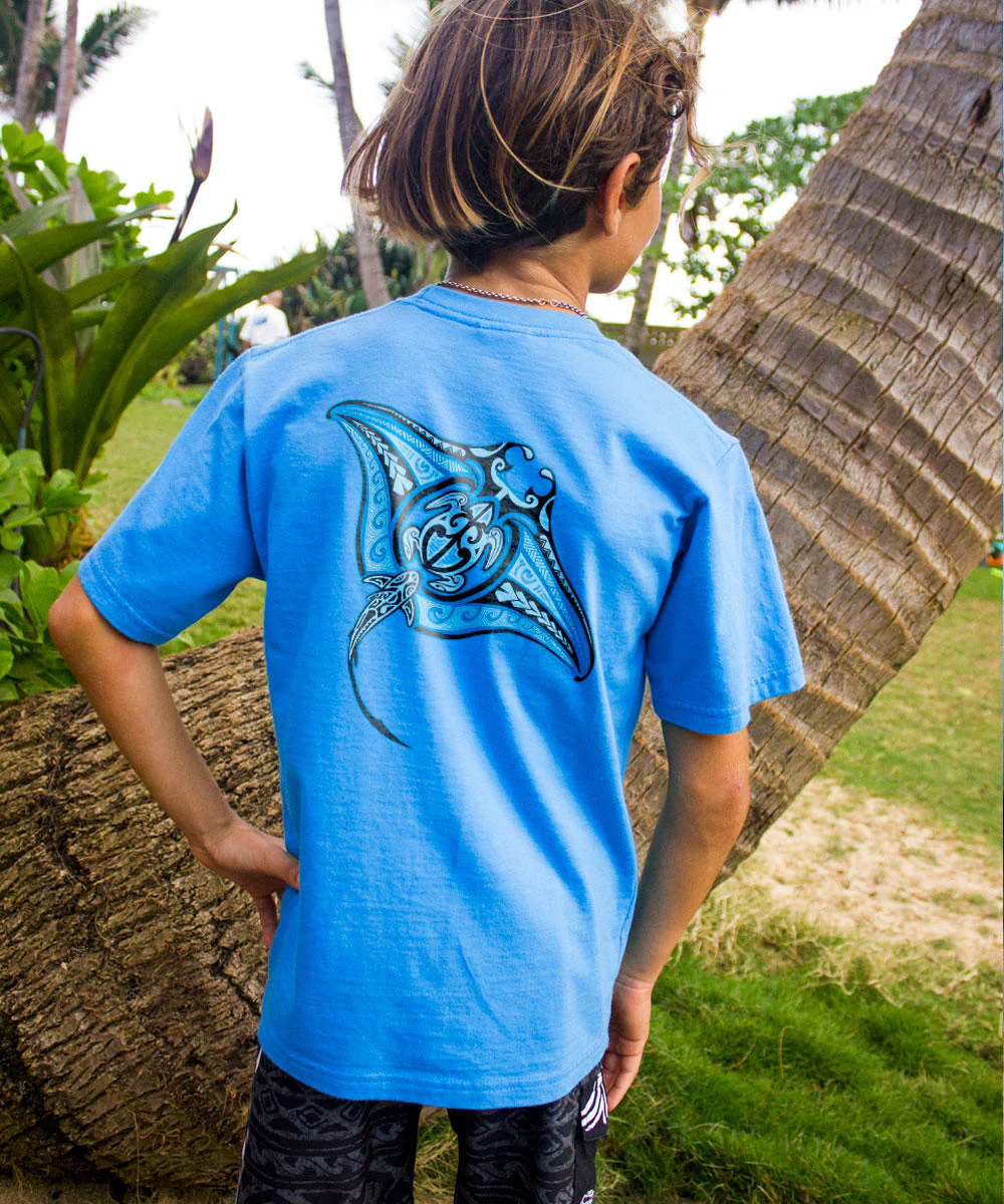 Ehukai Manta - Blue Hawaii Dyed Short Sleeve Crewneck T-Shirt - Image 2