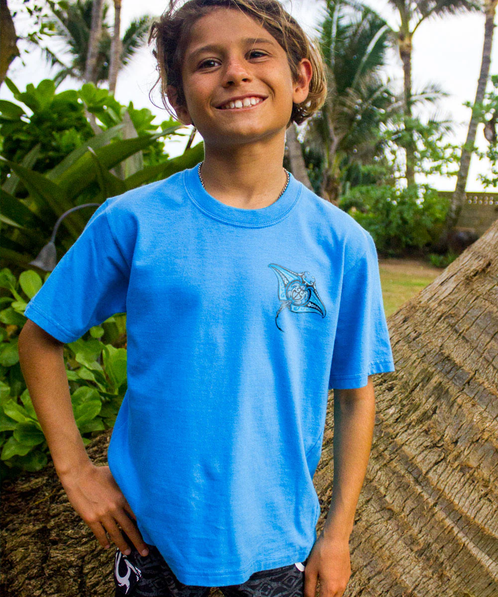 Ehukai Manta - Blue Hawaii Dyed Short Sleeve Crewneck T-Shirt - Image 3