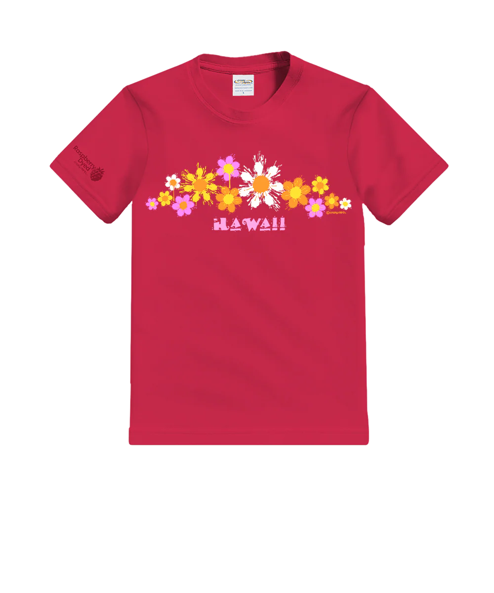 Flower Splatter - Raspberry Dyed Short Sleeve Crewneck T-Shirt