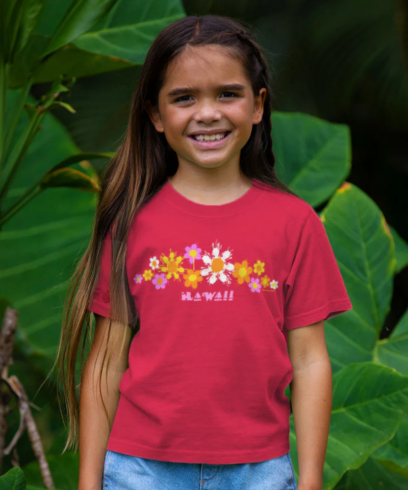 Flower Splatter - Raspberry Dyed Short Sleeve Crewneck T-Shirt - Image 2