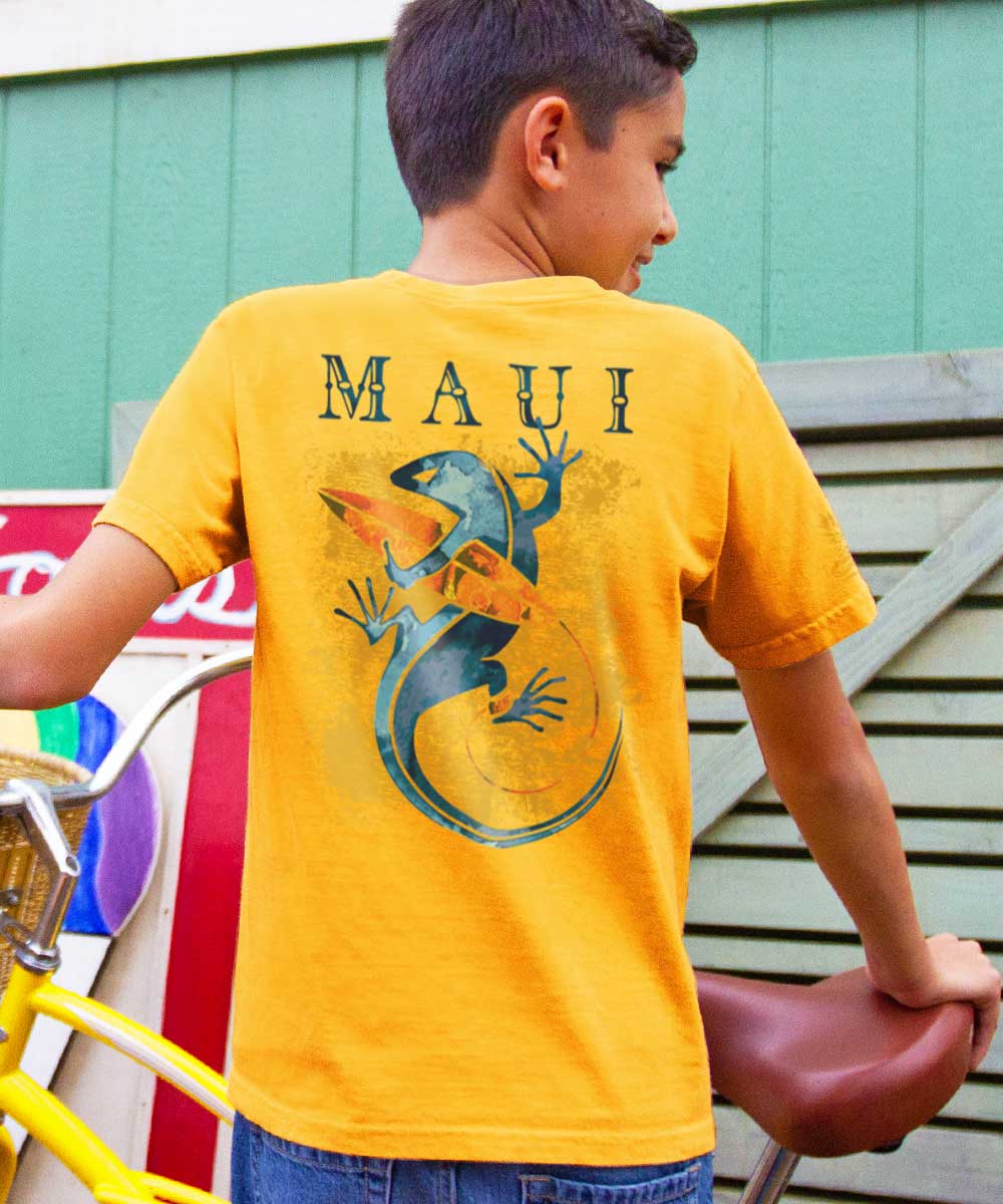 Gecko Watercolor - Pineapple Dyed Short Sleeve Crewneck T-Shirt - Image 2