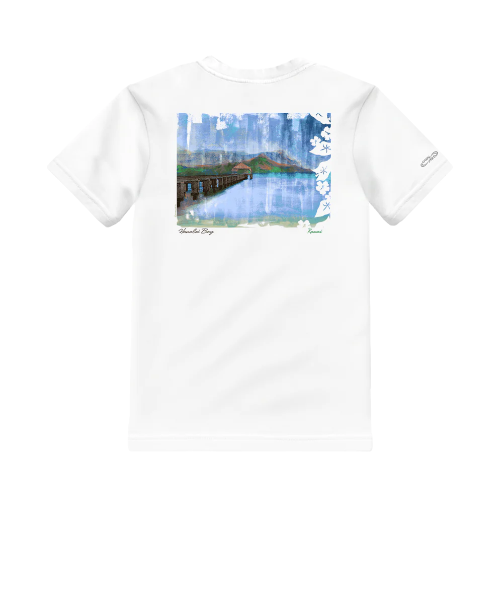 Painted Hanalei - White Short Sleeve Crewneck T-Shirt