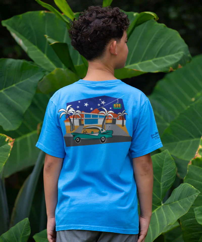 Palm Springs Style - Blue Hawaii Dyed Short Sleeve Crewneck T-Shirt - Image 2