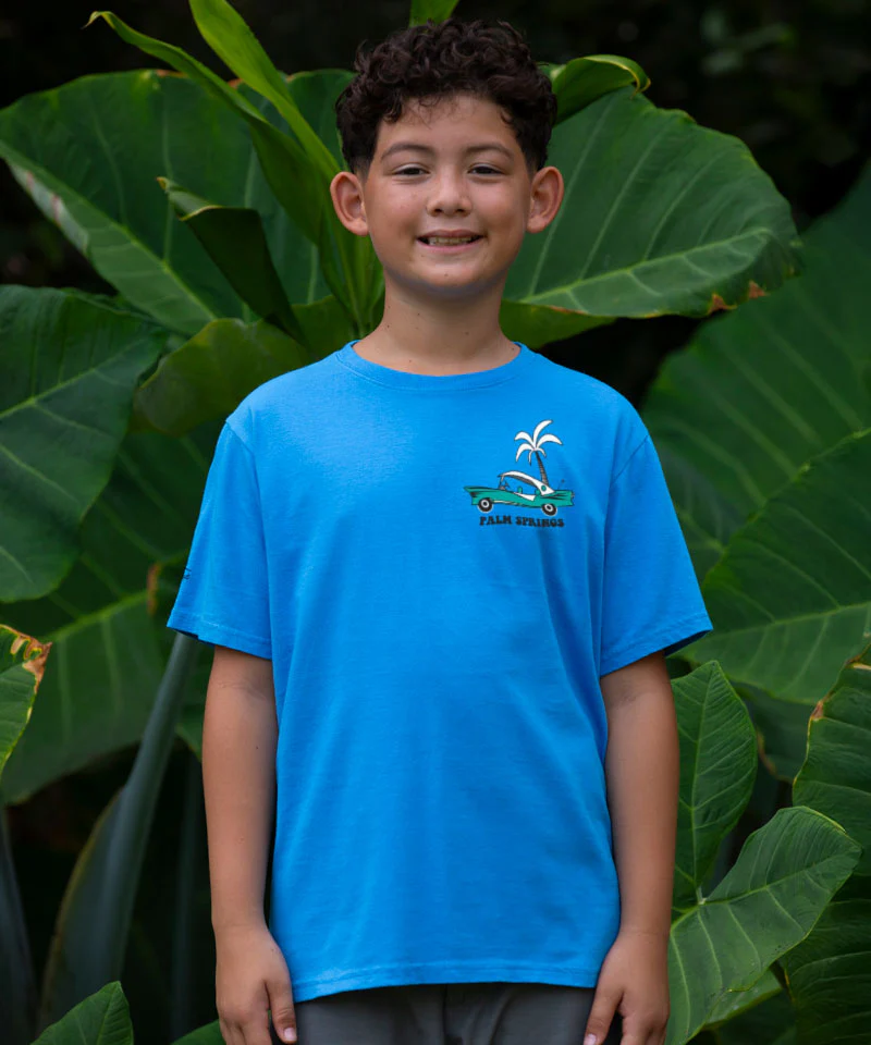 Palm Springs Style - Blue Hawaii Dyed Short Sleeve Crewneck T-Shirt - Image 3