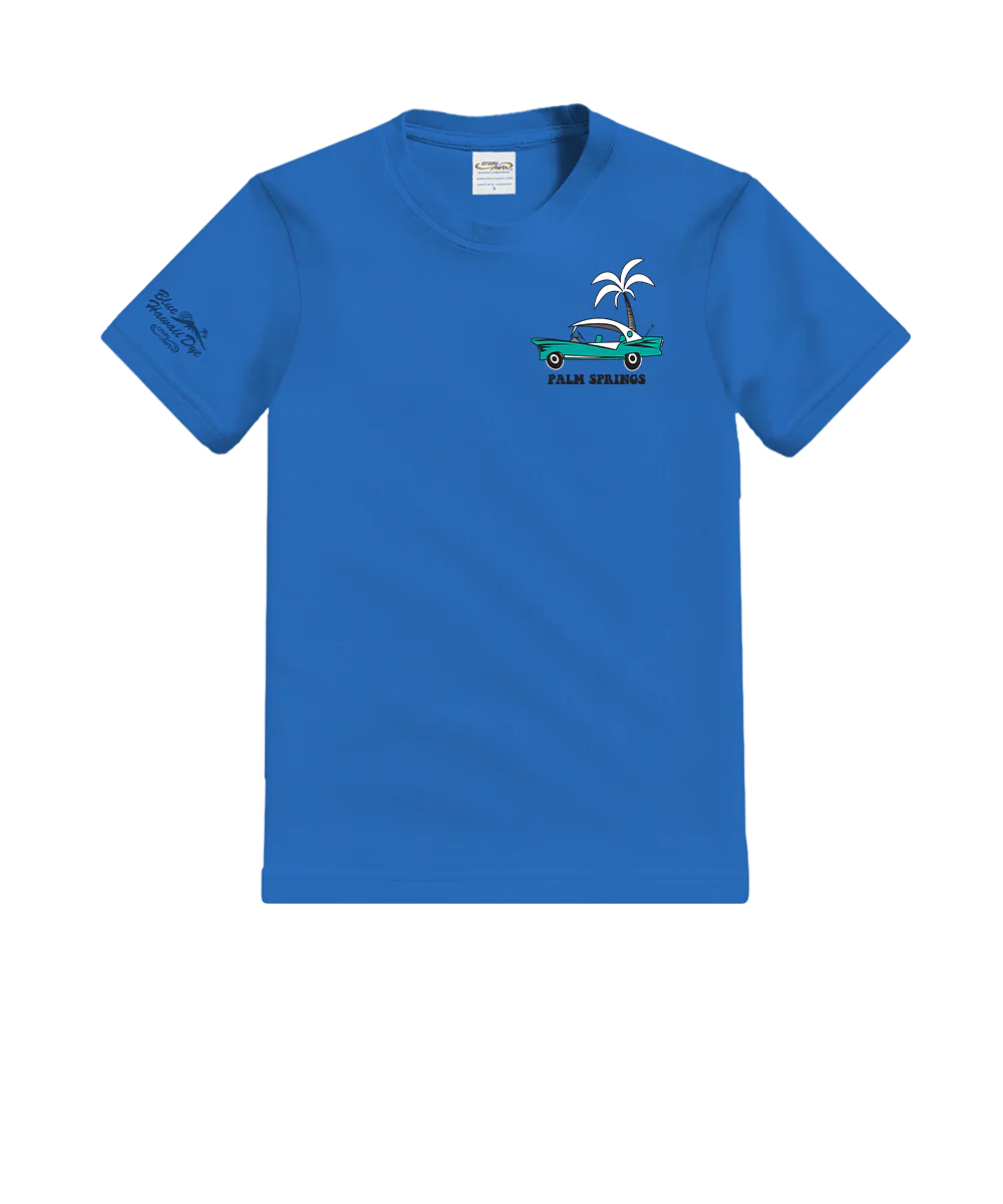 Palm Springs Style - Blue Hawaii Dyed Short Sleeve Crewneck T-Shirt - Image 4