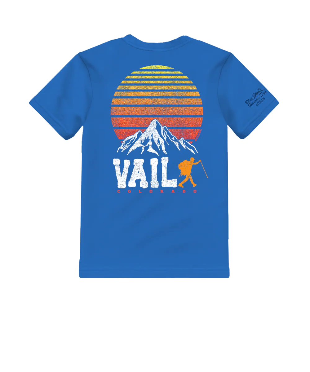 Vail Hiker Sunrise - Blue Hawaii Dyed Short Sleeve Crewneck T-Shirt