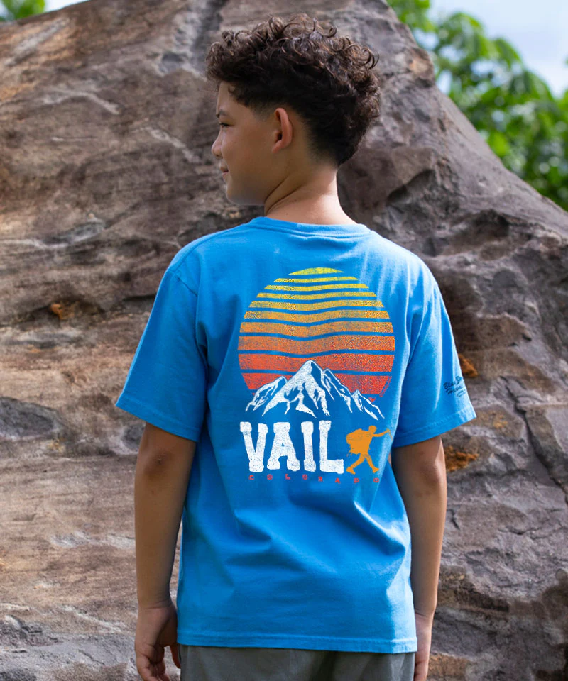 Vail Hiker Sunrise - Blue Hawaii Dyed Short Sleeve Crewneck T-Shirt - Image 2