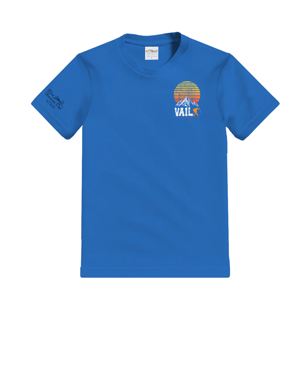 Vail Hiker Sunrise - Blue Hawaii Dyed Short Sleeve Crewneck T-Shirt - Image 4