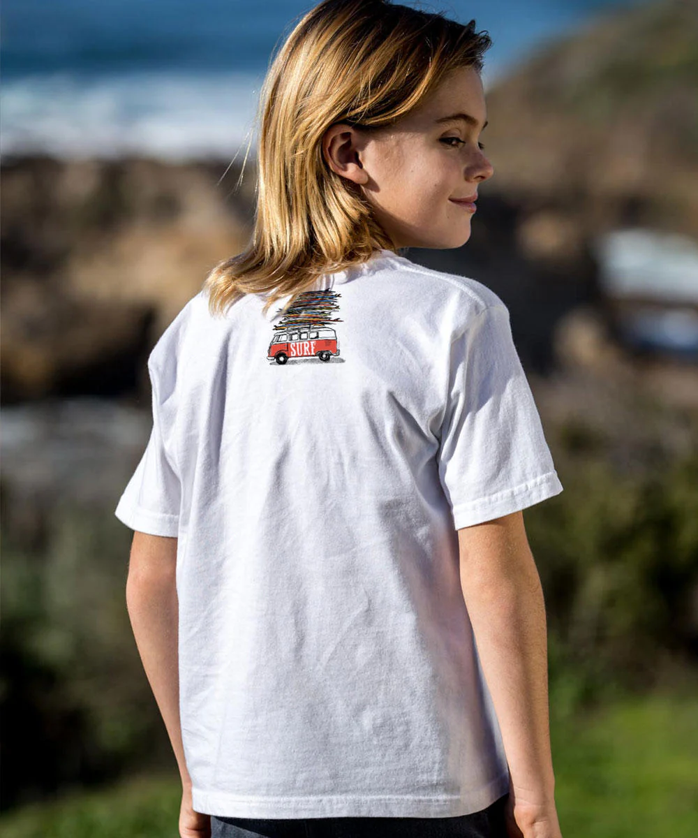Volkswagen Surfmobile - White Short Sleeve Crewneck T-Shirt - Image 3