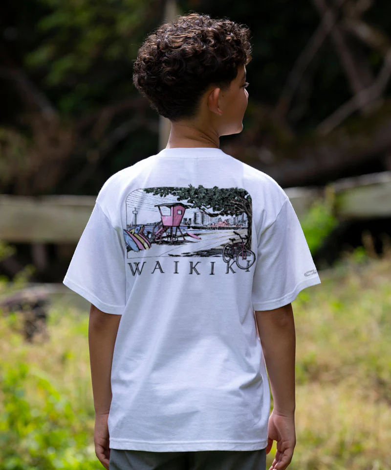 Waikiki Beach - White Short Sleeve Crewneck T-Shirt - Image 2