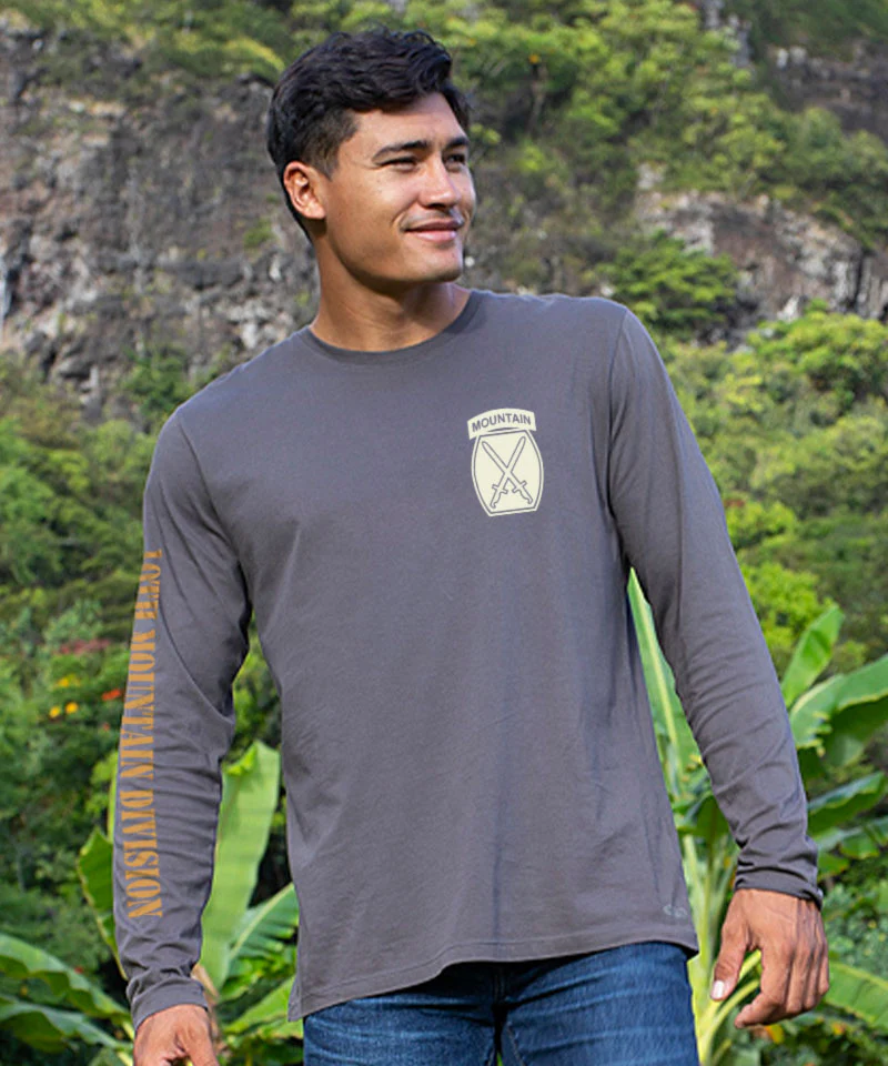10Th Mountain Front Page - Smoke Long Sleeve Pima T-Shirt - Image 3