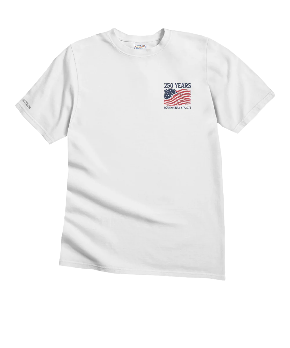 250 Years America - White Short Sleeve Crewneck T-Shirt - Image 4