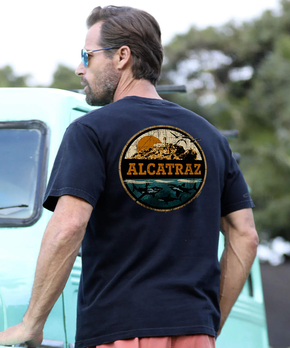 Alcatraz Sharks - Black Short Sleeve Crewneck T-Shirt - Image 2