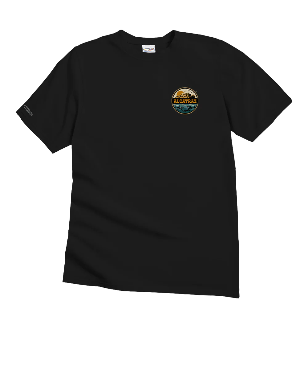 Alcatraz Sharks - Black Short Sleeve Crewneck T-Shirt - Image 4