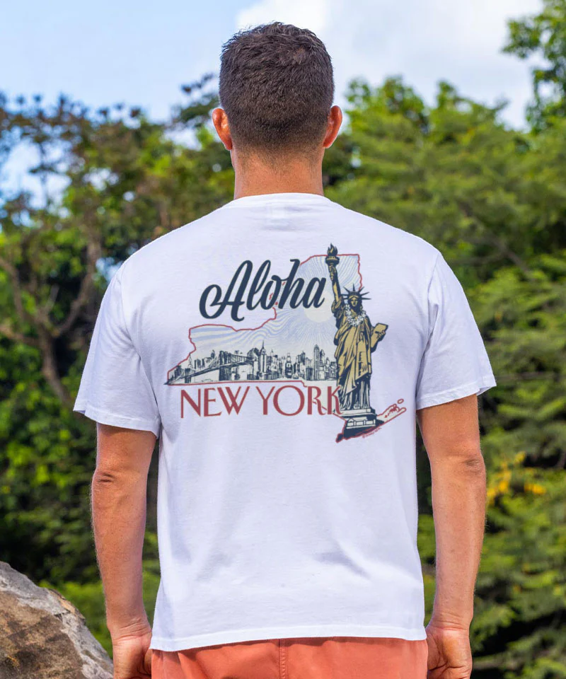 Aloha New York - White Short Sleeve Crewneck T-Shirt - Image 2