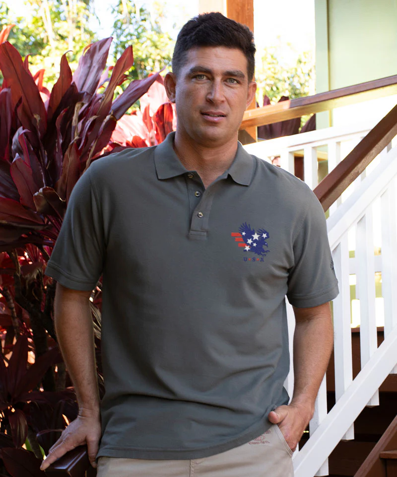 American Pride - Crater Dyed® Short Sleeve Oceanfront Polo Shirt - Image 2