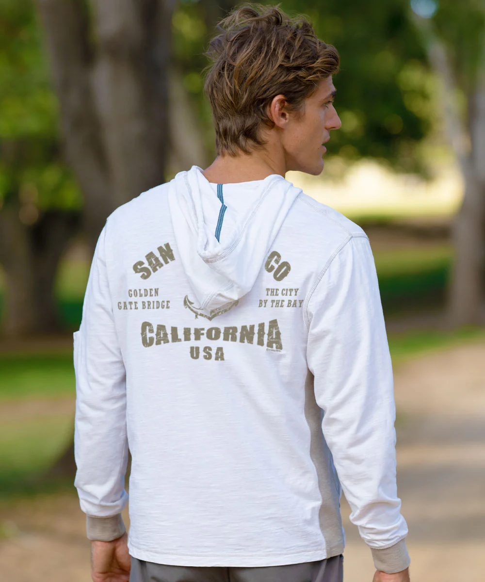 Anchored - Natural/Gray Long Sleeve Longboard Hooded Tee - Image 2