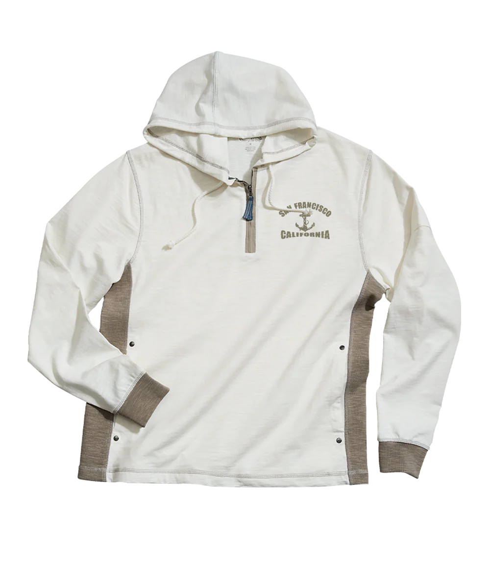 Anchored - Natural/Gray Long Sleeve Longboard Hooded Tee - Image 4