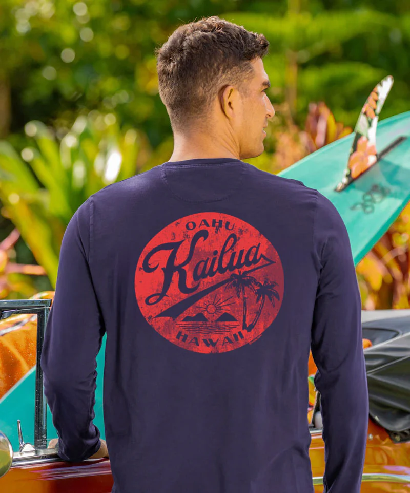 Around Kailua - Indigo Long Sleeve Pima T-Shirt - Image 2