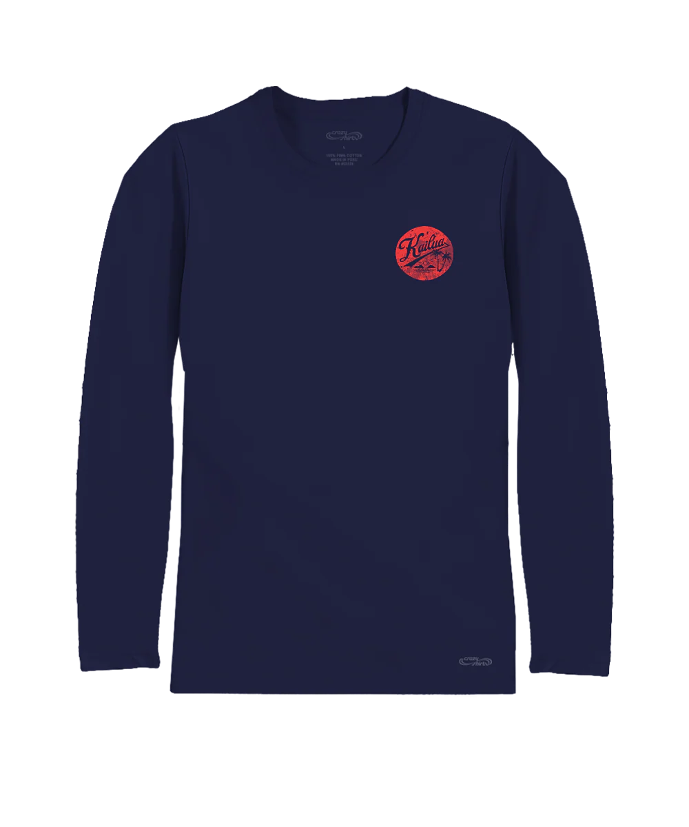 Around Kailua - Indigo Long Sleeve Pima T-Shirt - Image 4