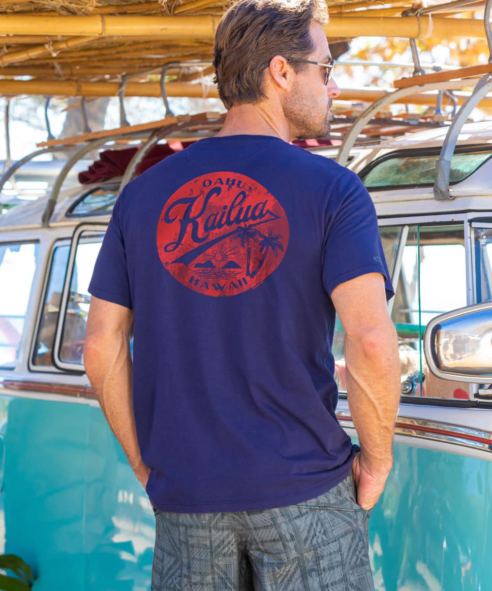 Around Kailua - Indigo Short Sleeve Pima T-Shirt - Image 2