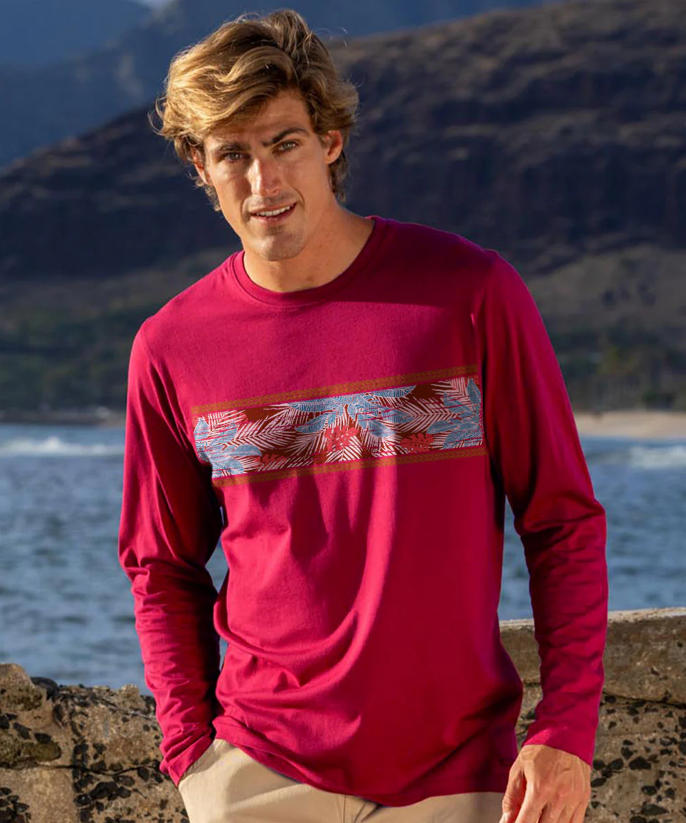 Banana Maia - Beet Red Long Sleeve Pima T-Shirt - Image 2