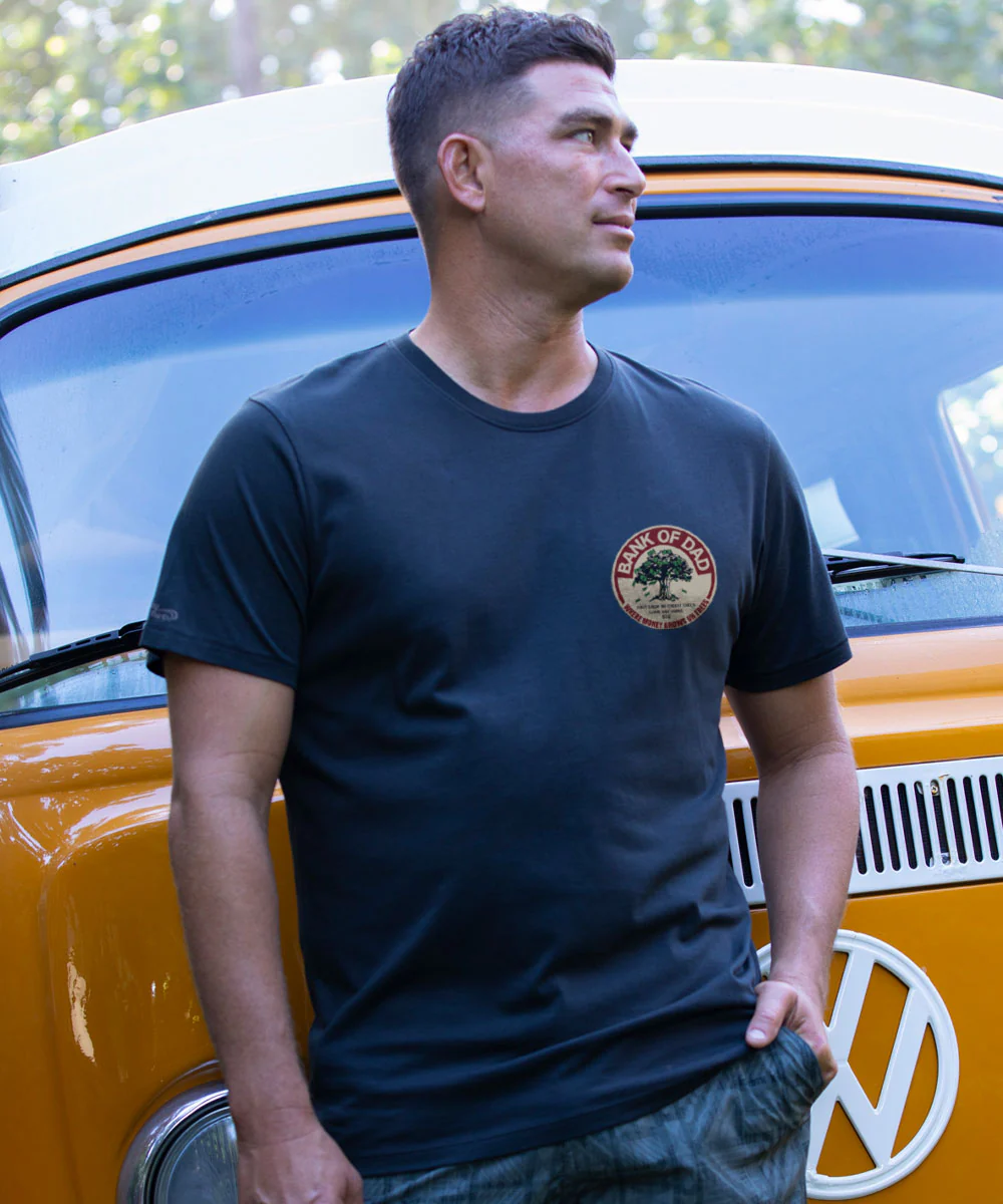 Bank Of Dad Trees - Jet Black Short Sleeve Pima T-Shirt - Image 3