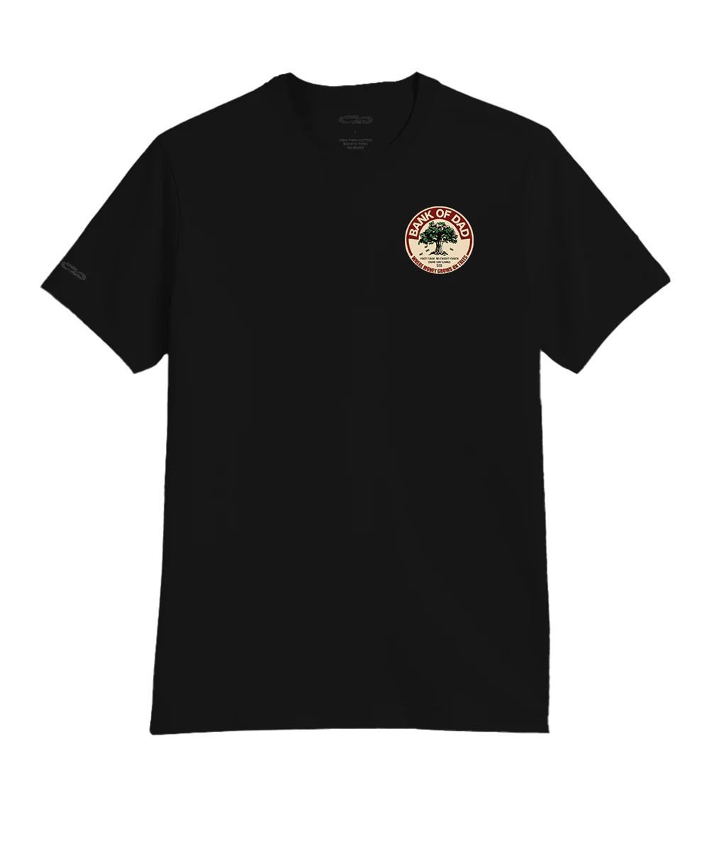 Bank Of Dad Trees - Jet Black Short Sleeve Pima T-Shirt - Image 4