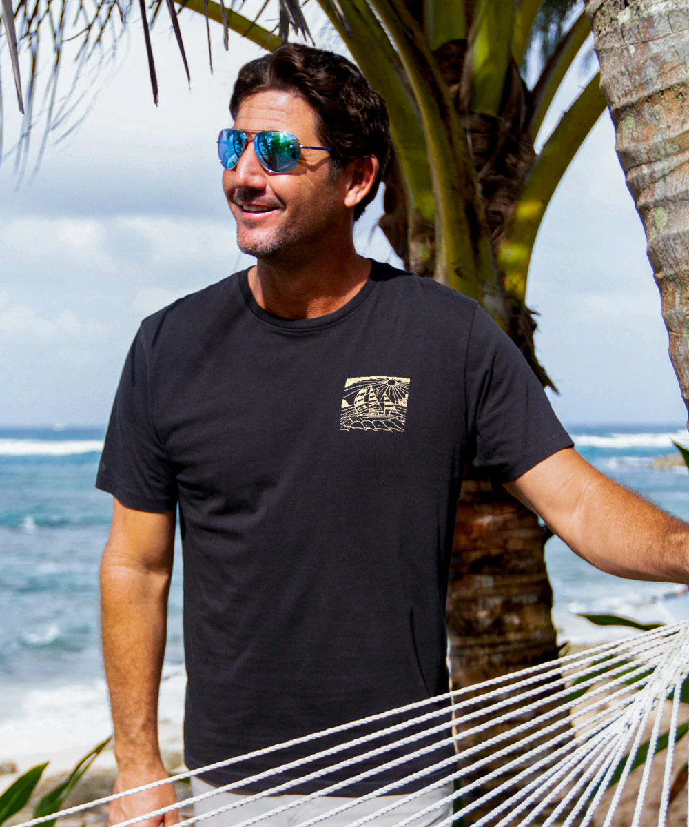Bay Cruiser - Jet Black Short Sleeve Pima T-Shirt - Image 3