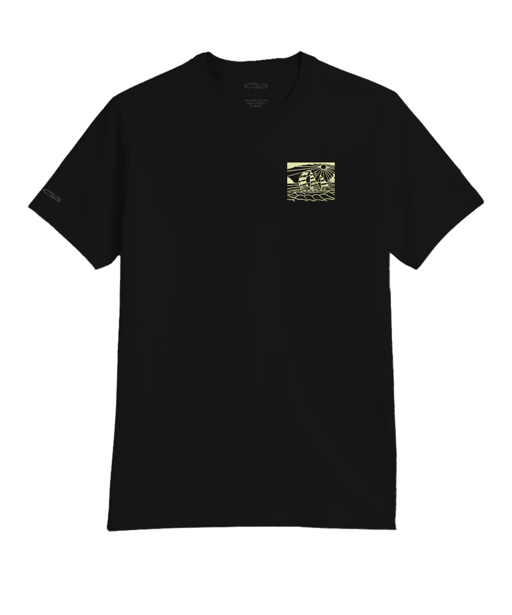 Bay Cruiser - Jet Black Short Sleeve Pima T-Shirt - Image 4