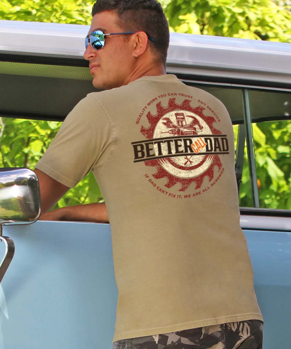Better Call Dad - Kona Coffee Dyed Short Sleeve Crewneck T-Shirt - Image 2