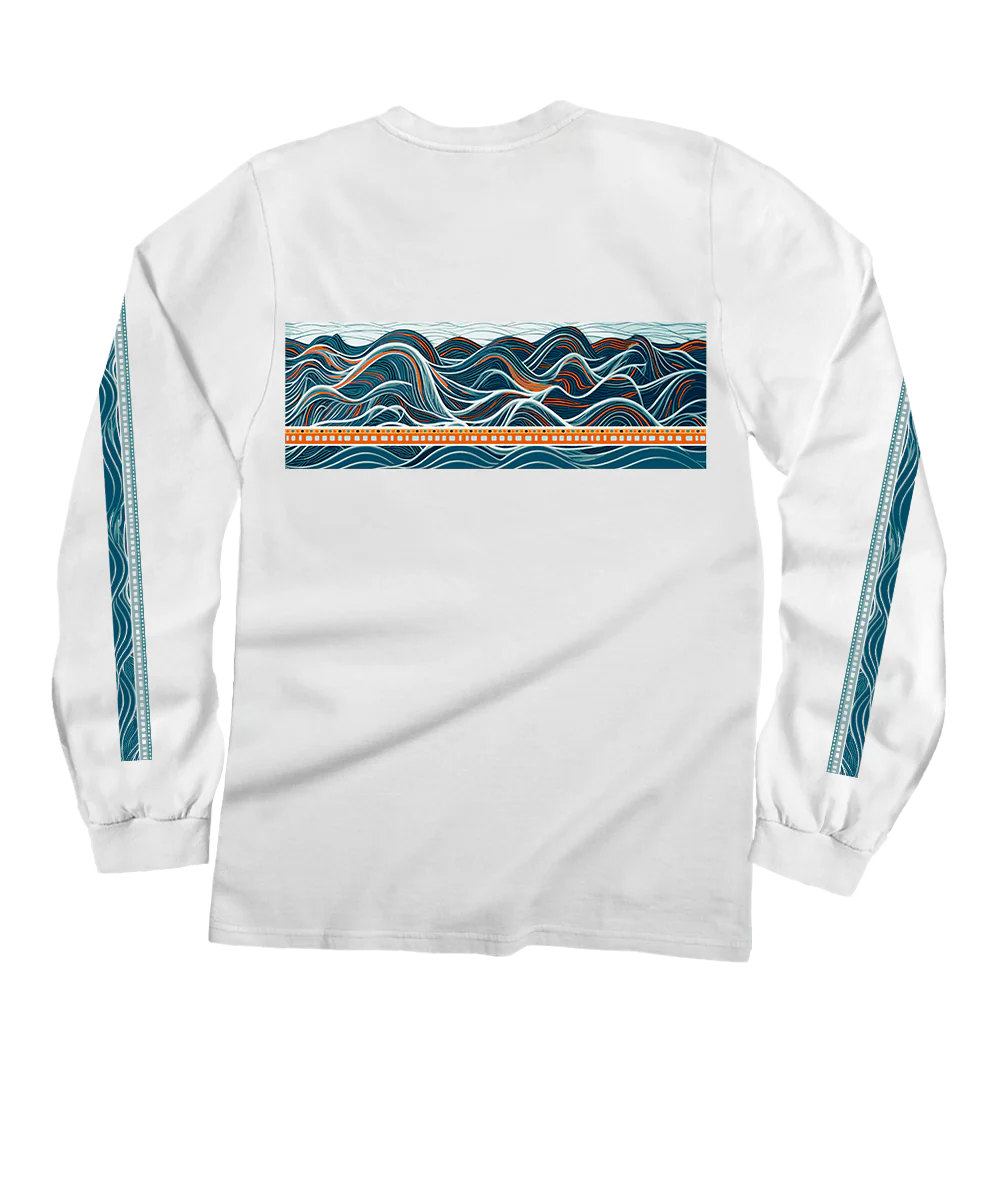 Big Waves Band - White Long Sleeve Crewneck T-Shirt - Image 4
