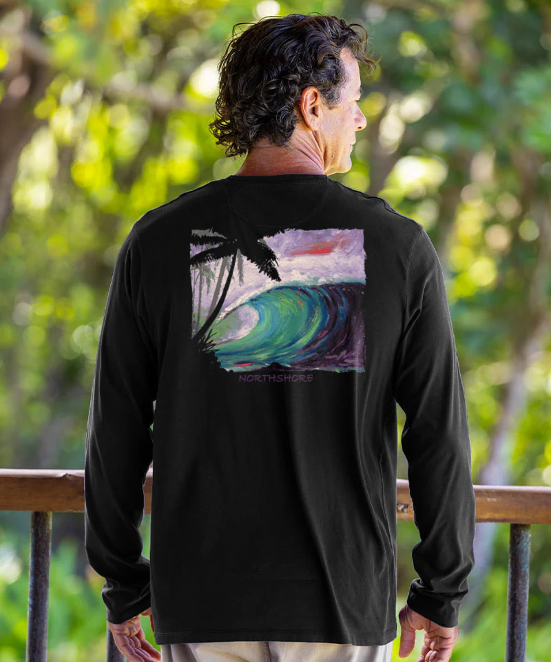 Big Wednesday - Jet Black Long Sleeve Pima T-Shirt - Image 2