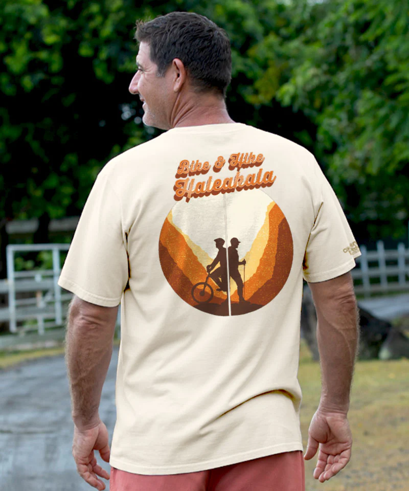 Bike Hike Haleakala - Coconut Dyed Short Sleeve Crewneck T-Shirt - Image 2