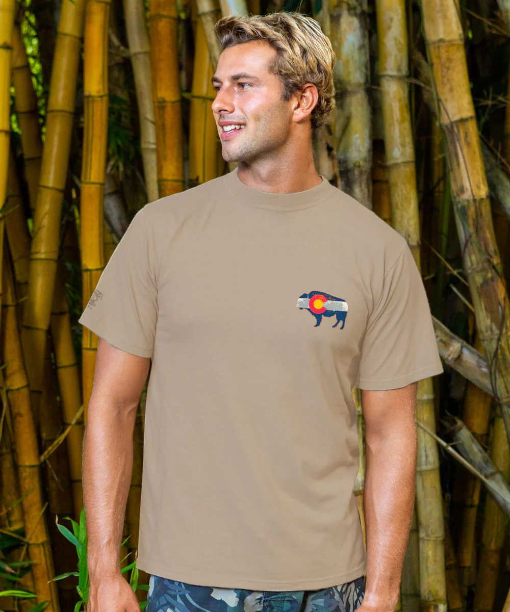 Buffalo Flag - Kona Coffee Dyed Short Sleeve Crewneck T-Shirt - Image 3