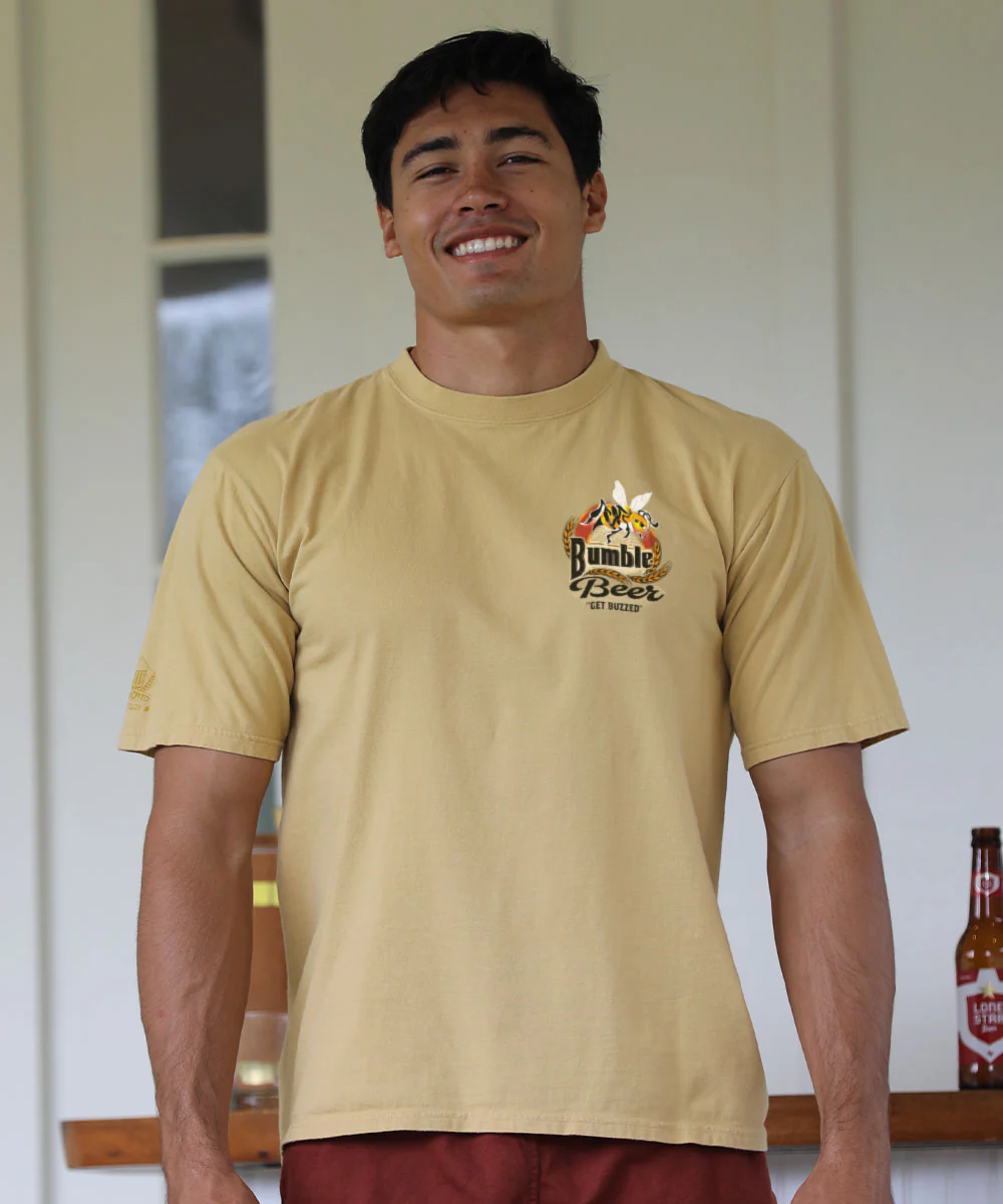Bumble Beer - Beer Dyed Short Sleeve Crewneck T-Shirt - Image 3
