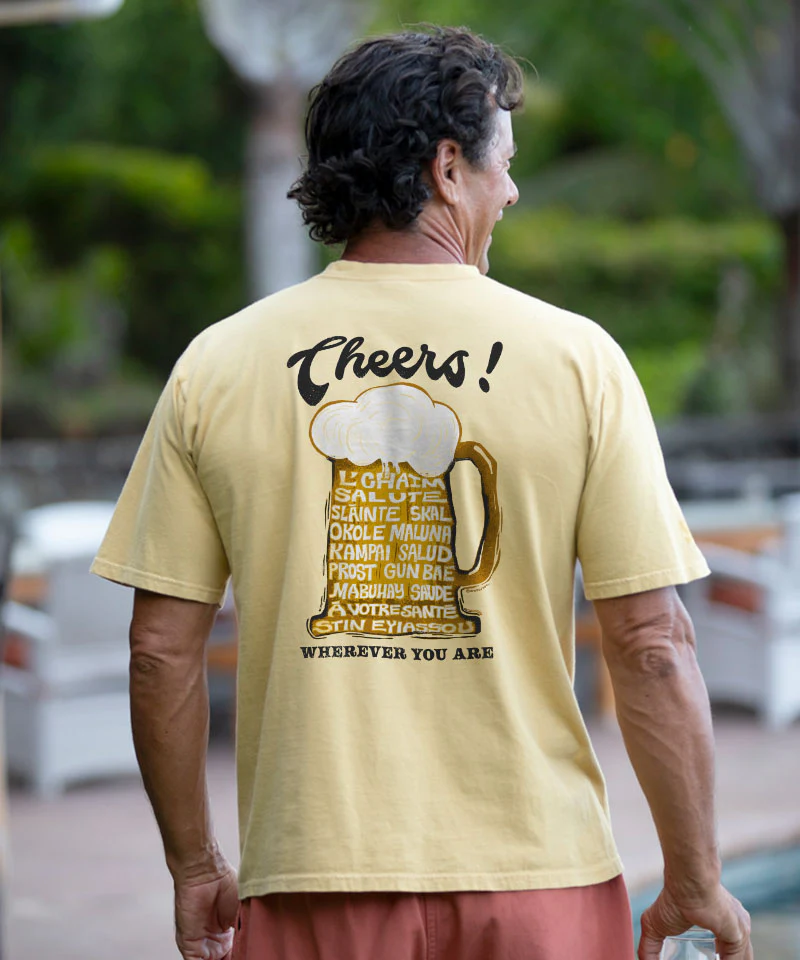 Cheers Around The World - Beer Dyed Short Sleeve Crewneck T-Shirt - Image 2