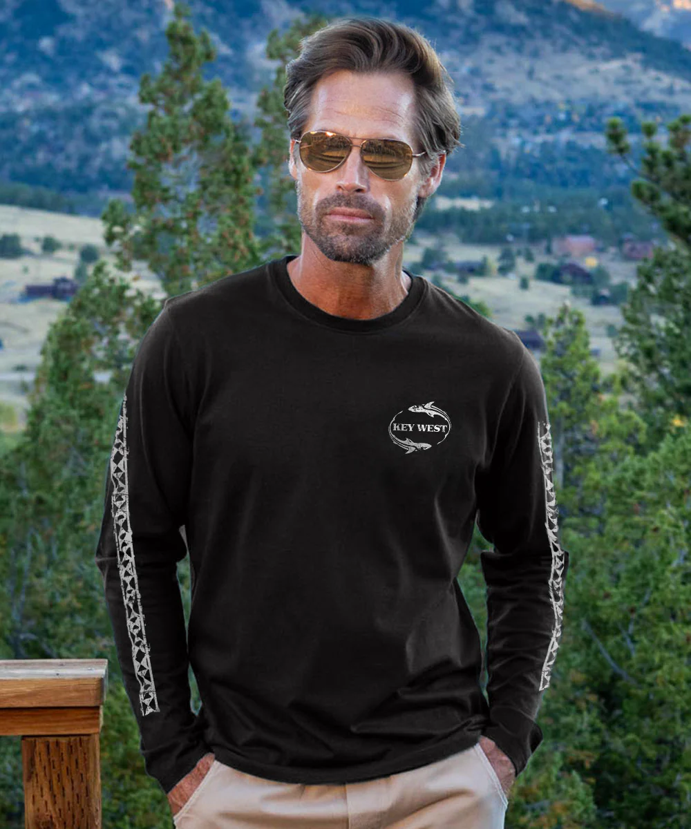 Circling Buoy - Jet Black Long Sleeve Pima T-Shirt - Image 3