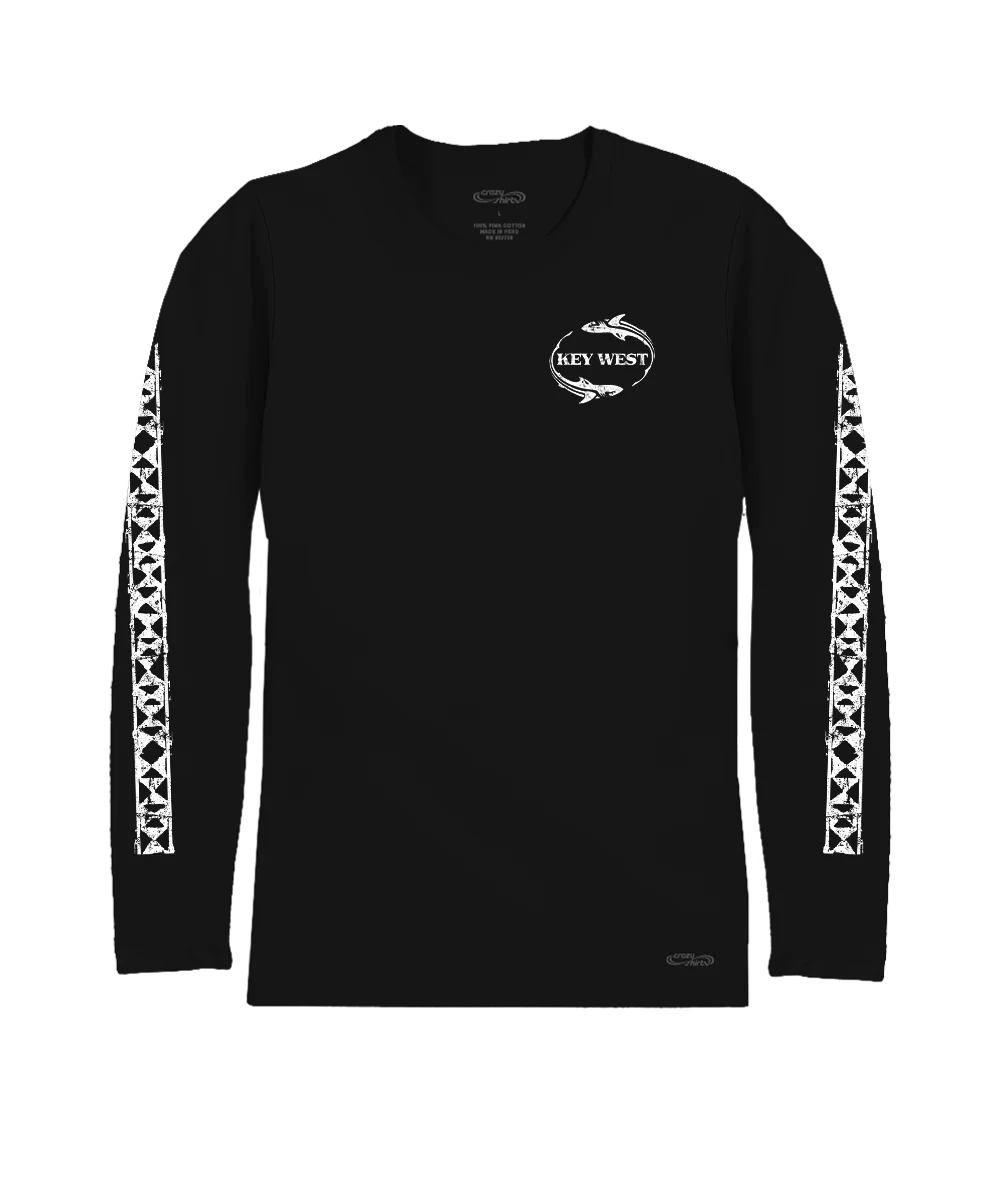 Circling Buoy - Jet Black Long Sleeve Pima T-Shirt - Image 4