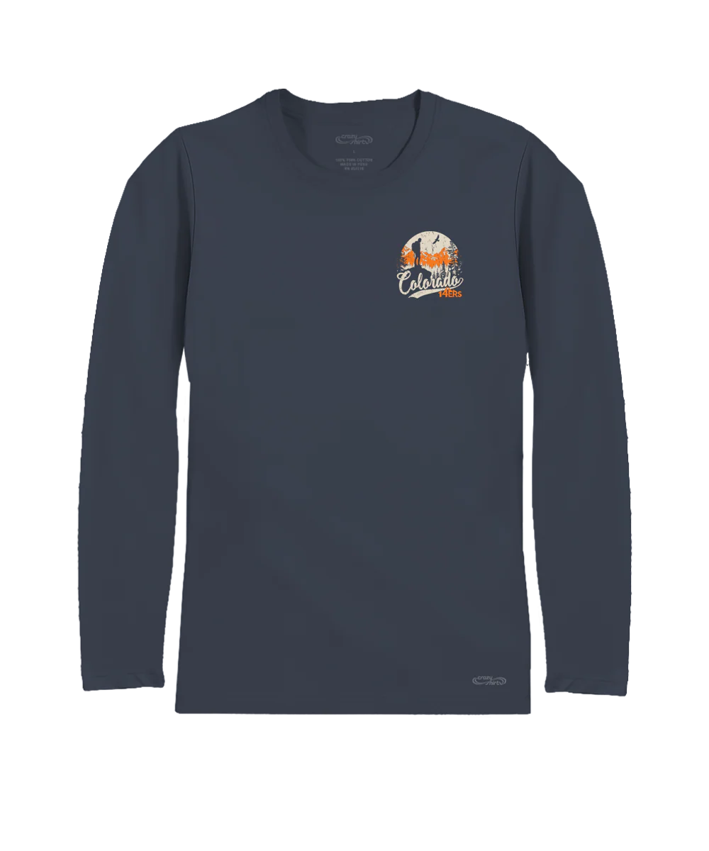 Colorado 14Ers - Smoke Long Sleeve Pima T-Shirt - Image 4