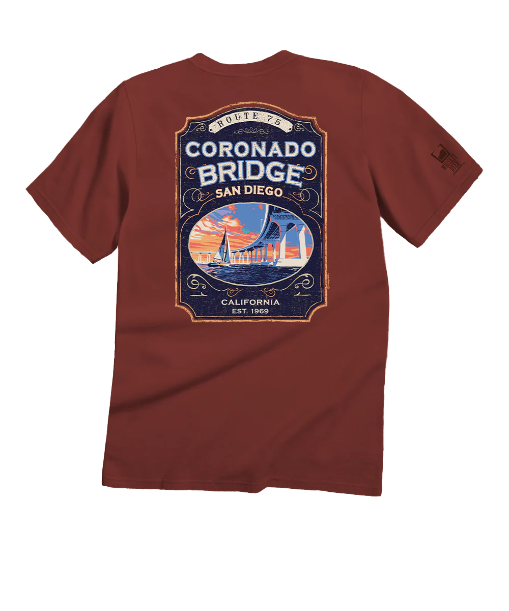 Coronado Sunset Sail - Whiskey Dyed Short Sleeve Crewneck T-Shirt